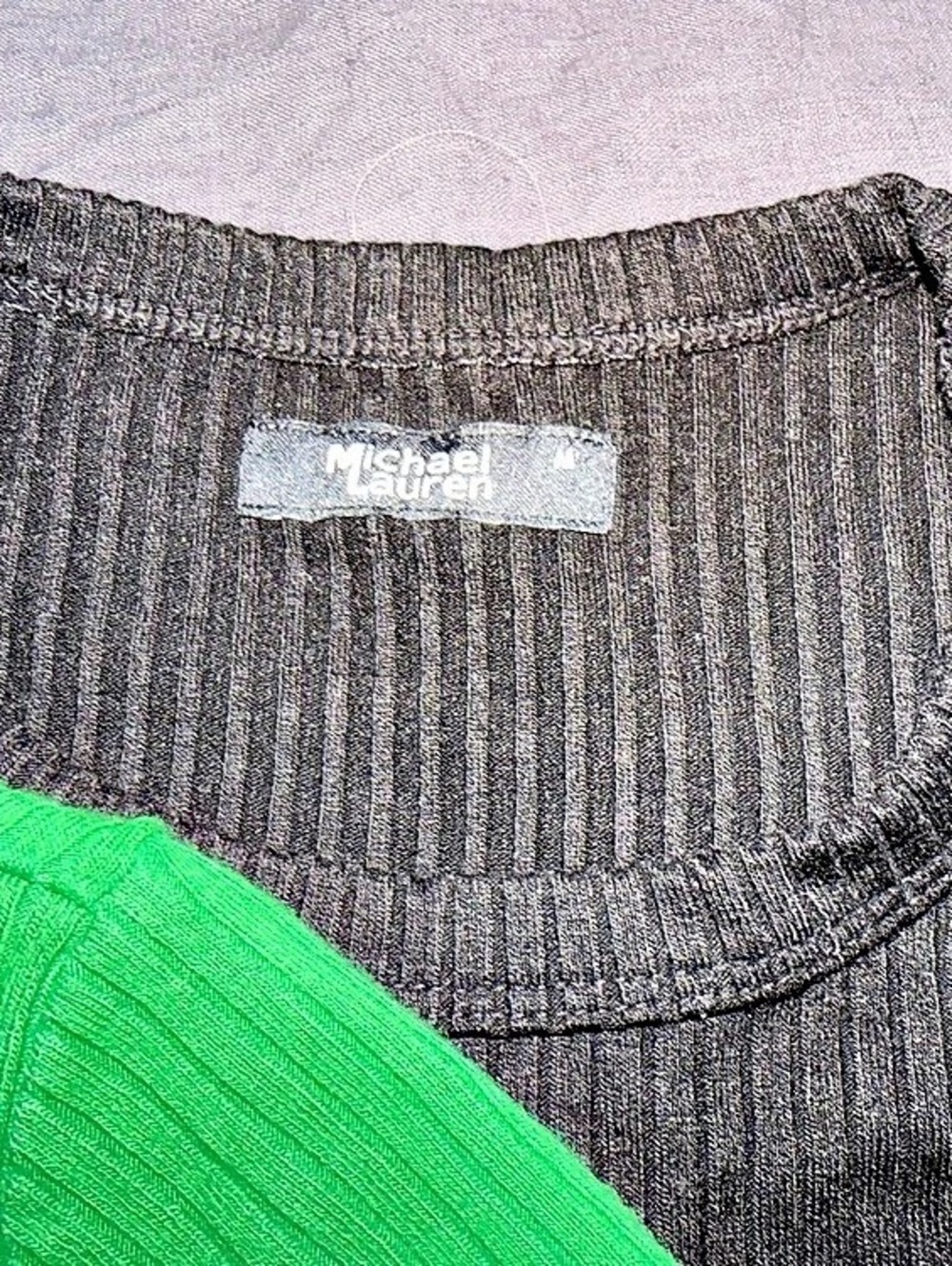 2 Michael Lauren Ribbed Short Sleeve Tops Size Medium NWT - Picture 3 of 5